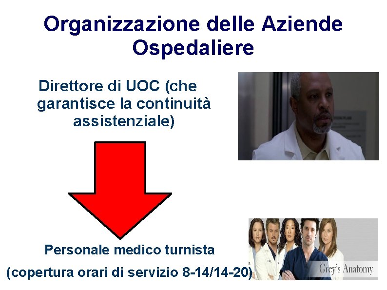 Organizzazione delle Aziende Ospedaliere Direttore di UOC (che garantisce la continuità assistenziale) Personale medico