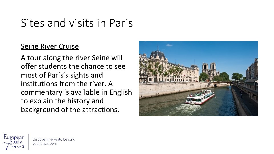 Sites and visits in Paris Seine River Cruise A tour along the river Seine Sites and visits in Paris Seine River Cruise A tour along the river Seine