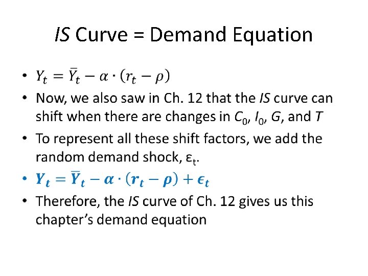 IS Curve = Demand Equation • 