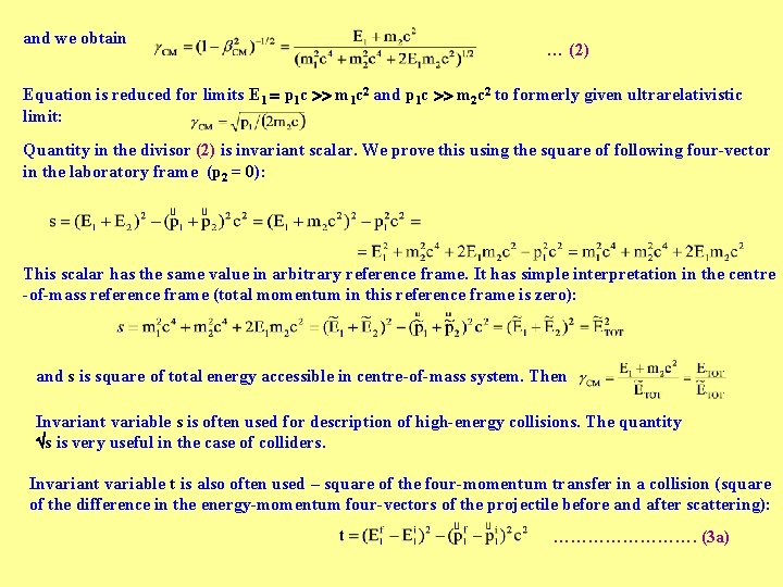 and we obtain … (2) Equation is reduced for limits E 1 p 1