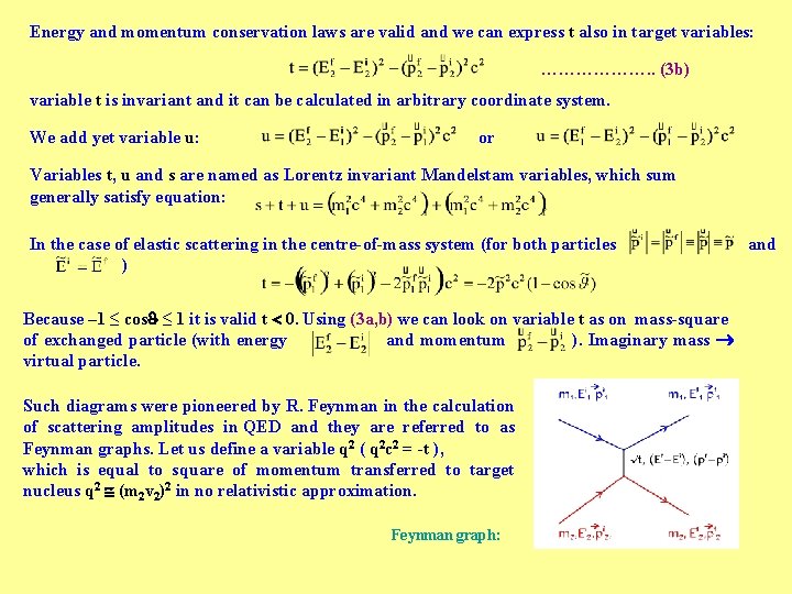 Energy and momentum conservation laws are valid and we can express t also in