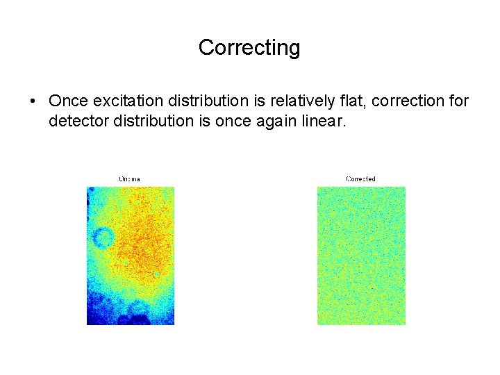 Correcting • Once excitation distribution is relatively flat, correction for detector distribution is once