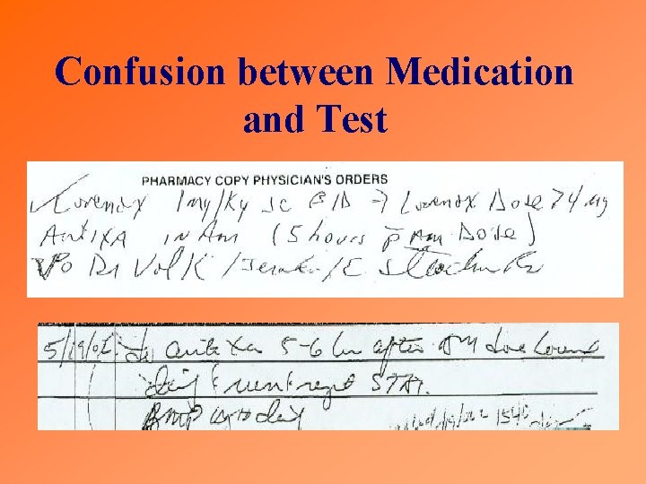 Confusion between Medication and Test 