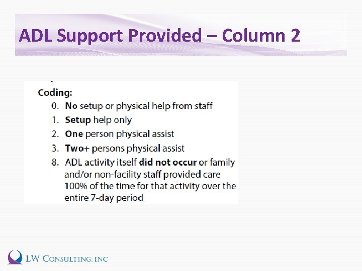 ADL Support Provided – Column 2 