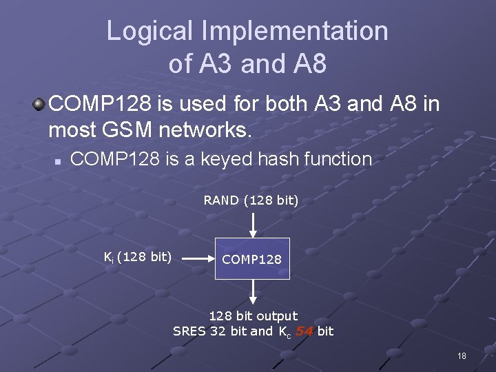 Logical Implementation of A 3 and A 8 COMP 128 is used for both