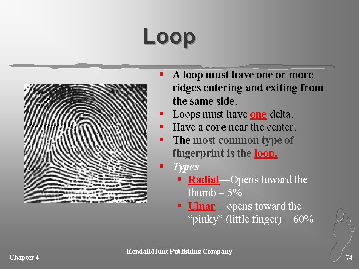 Loop § A loop must have one or more ridges entering and exiting from