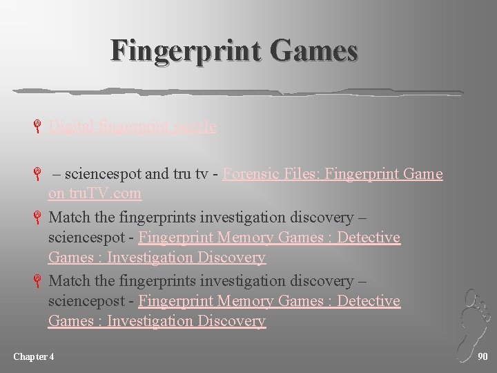 Fingerprint Games L Digital fingerprint puzzle L – sciencespot and tru tv - Forensic