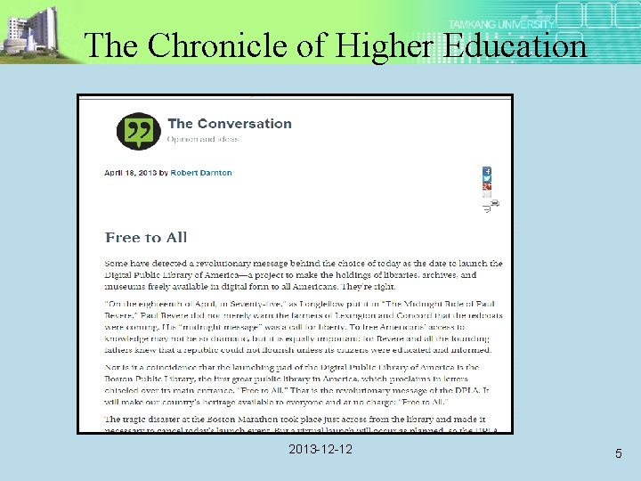 The Chronicle of Higher Education 2013 -12 -12 5 