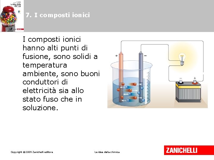 7. I composti ionici hanno alti punti di fusione, sono solidi a temperatura ambiente,