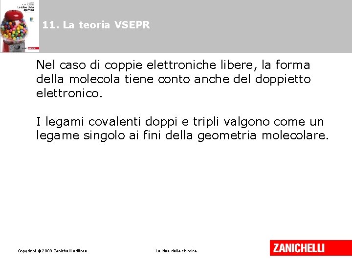 11. La teoria VSEPR Nel caso di coppie elettroniche libere, la forma della molecola