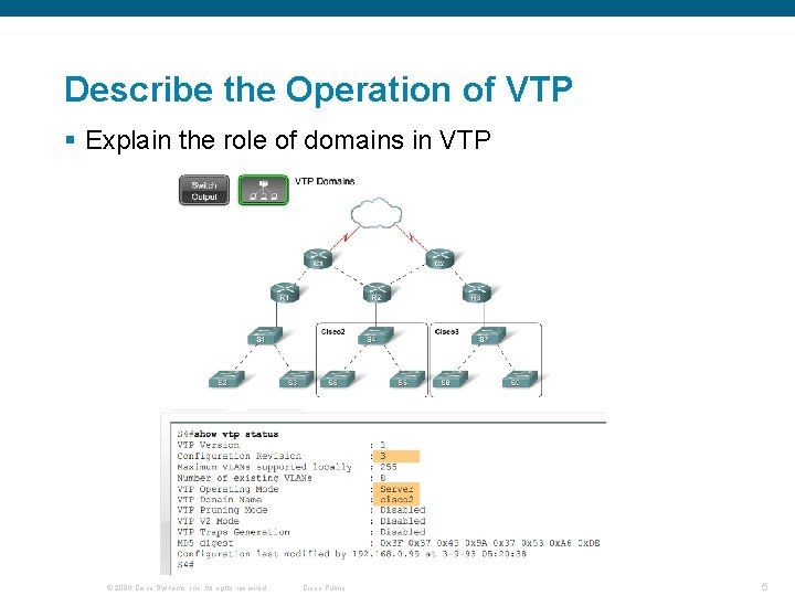 Describe the Operation of VTP § Explain the role of domains in VTP ©