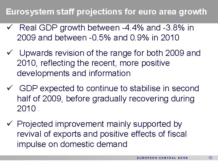 Eurosystem staff projections for euro area growth ü Real GDP growth between -4. 4%