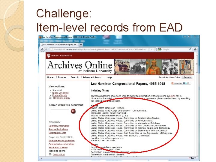 Challenge: Item-level records from EAD 