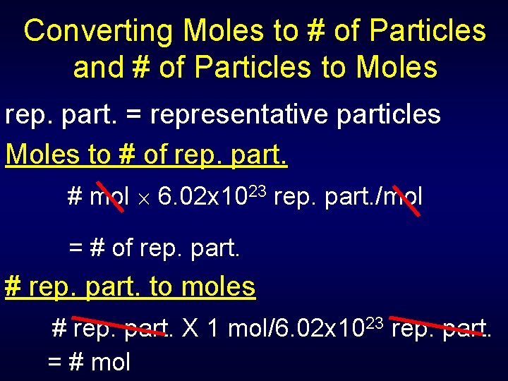 Converting Moles to # of Particles and # of Particles to Moles rep. part.