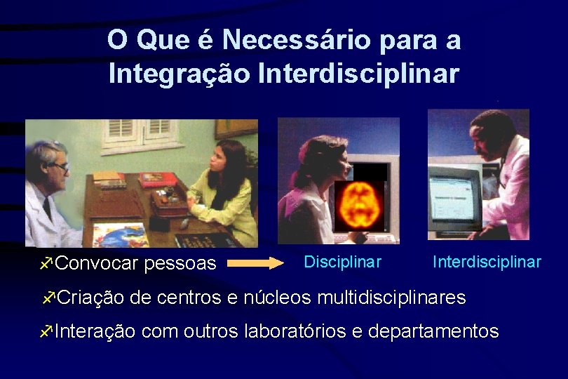 O Que é Necessário para a Integração Interdisciplinar f. Convocar pessoas Disciplinar Interdisciplinar f.