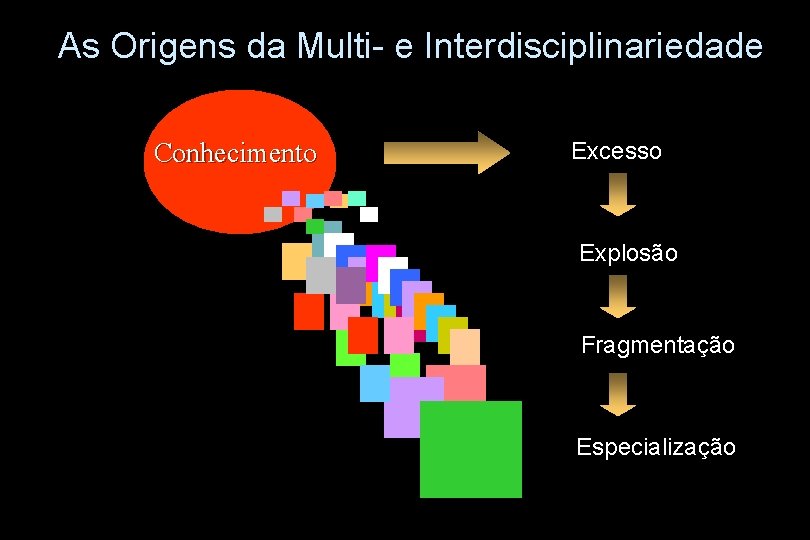 As Origens da Multi- e Interdisciplinariedade Conhecimento Excesso Explosão Fragmentação Especialização 