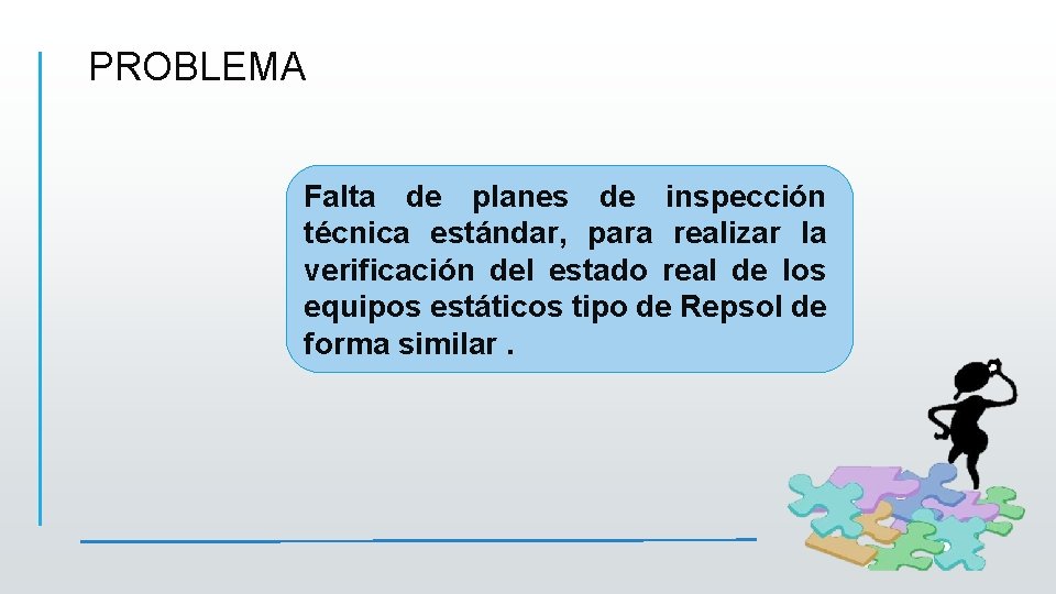 PROBLEMA Falta de planes de inspección técnica estándar, para realizar la verificación del estado