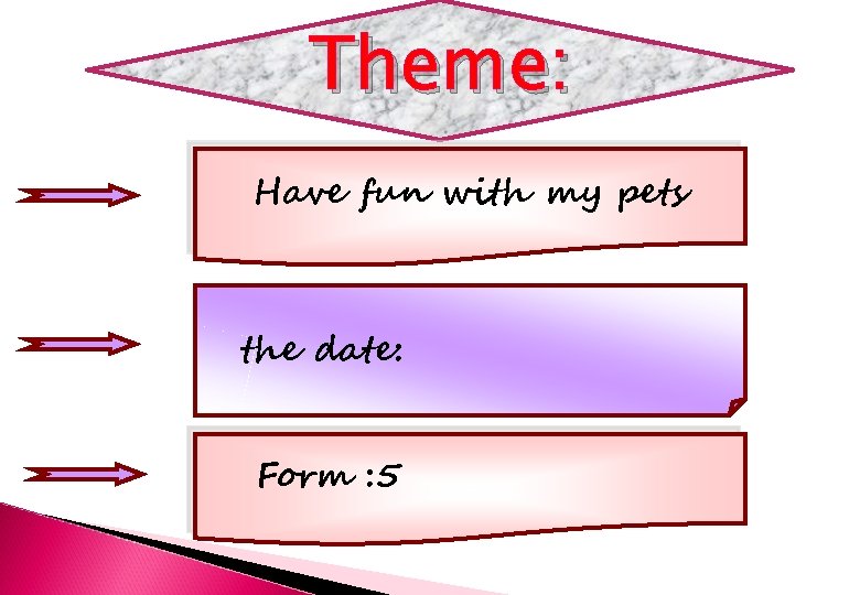 Theme: Have fun with my pets the date: Form : 5 Theme: Have fun with my pets the date: Form : 5
