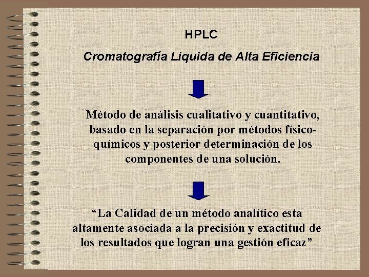 HPLC Cromatografía Liquida de Alta Eficiencia Método de análisis cualitativo y cuantitativo, basado en