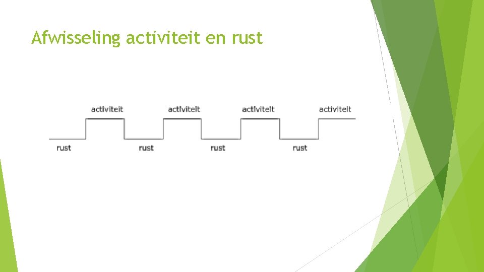 Afwisseling activiteit en rust 