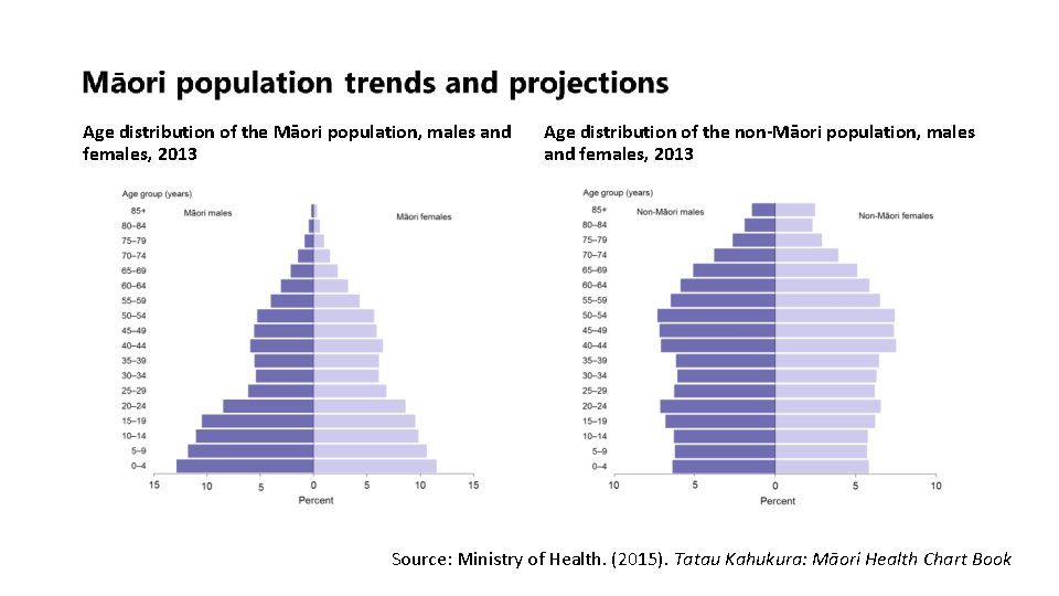 Age distribution of the Māori population, males and females, 2013 Age distribution of the