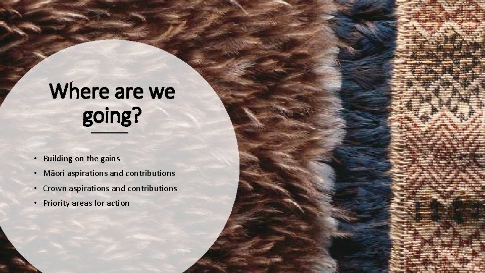 Where are we going? • Building on the gains • Māori aspirations and contributions