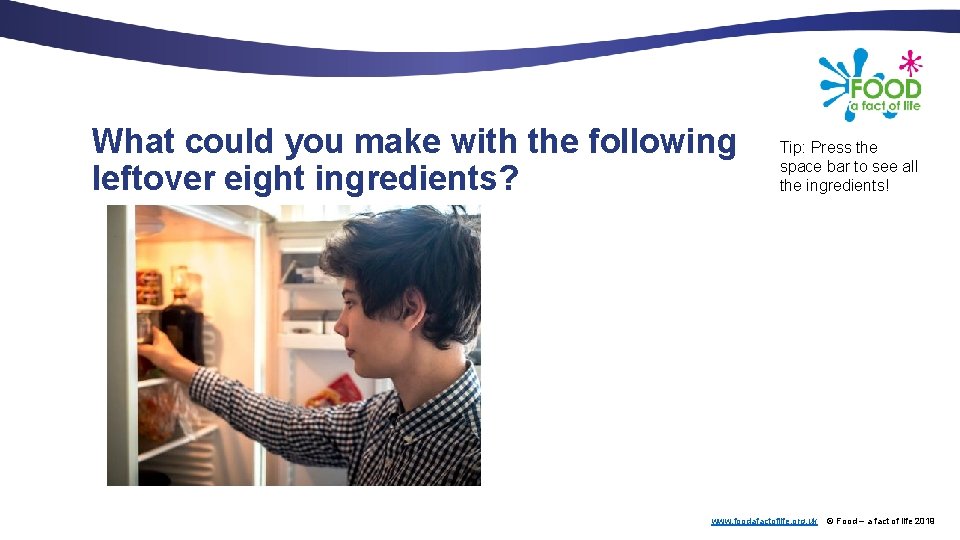 What could you make with the following leftover eight ingredients? Tip: Press the space