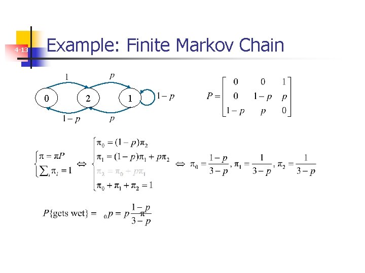 4 -13 Example: Finite Markov Chain 0 2 1 