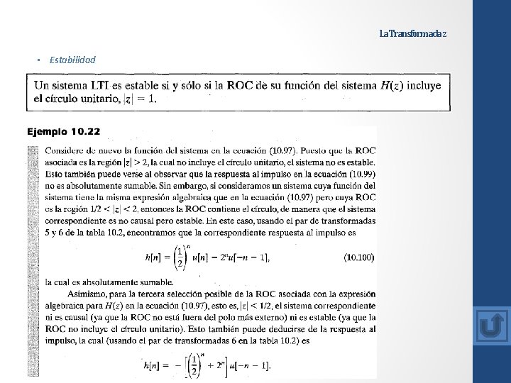 La Transformada z • Estabilidad 