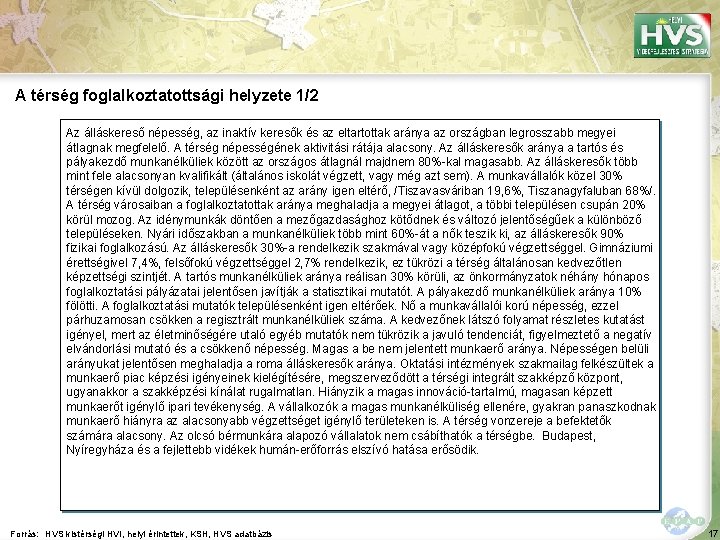 A térség foglalkoztatottsági helyzete 1/2 Az álláskereső népesség, az inaktív keresők és az eltartottak