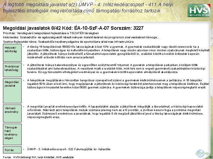 A legtöbb megoldási javaslat a(z) ÚMVP - 4. Intézkedéscsoport - 411 A helyi fejlesztési