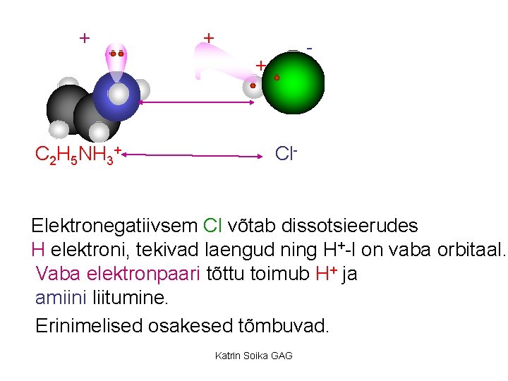 + + - + C 2 H 5 NH 3+ Cl- Elektronegatiivsem Cl võtab