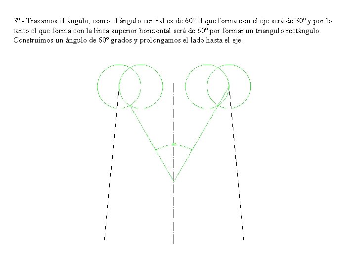 3º. - Trazamos el ángulo, como el ángulo central es de 60º el que