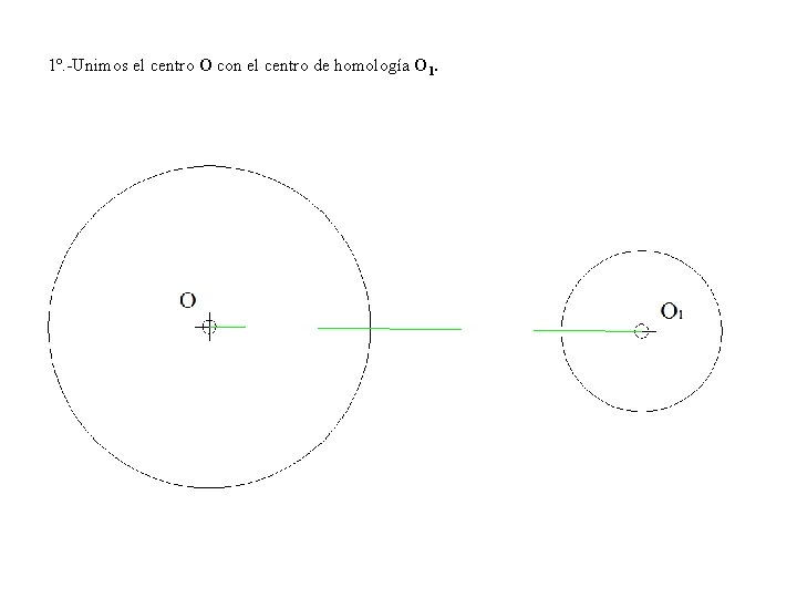 1º. -Unimos el centro O con el centro de homología O 1. 