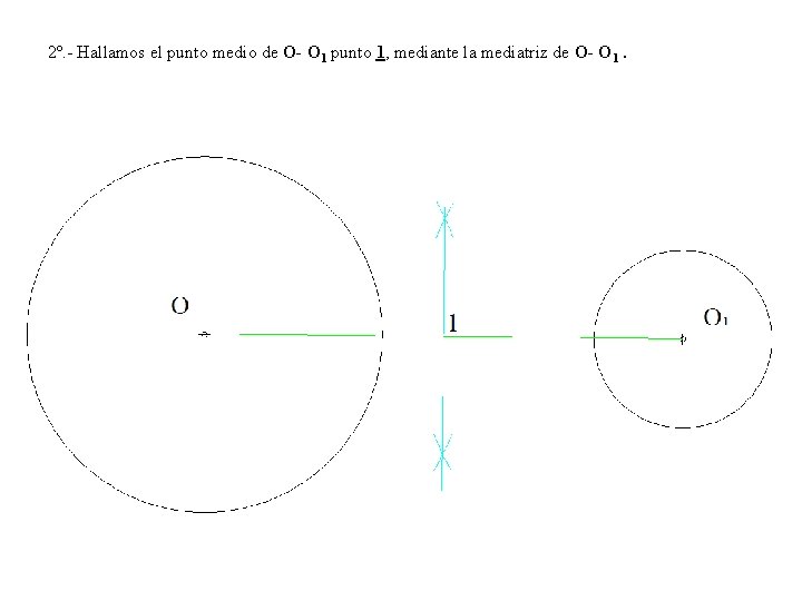 2º. - Hallamos el punto medio de O- O 1 punto 1, mediante la