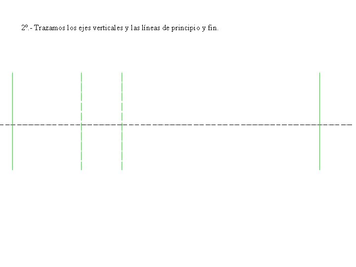 2º. - Trazamos los ejes verticales y las líneas de principio y fin. 