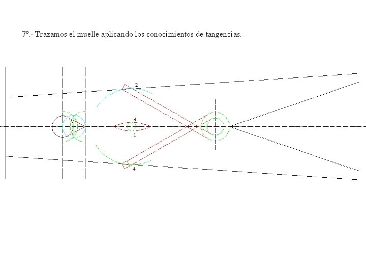 7º. - Trazamos el muelle aplicando los conocimientos de tangencias. 