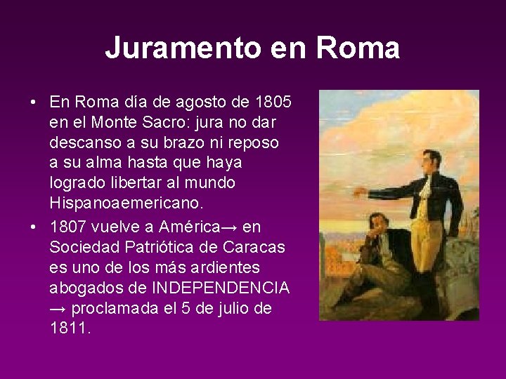 Juramento en Roma • En Roma día de agosto de 1805 en el Monte