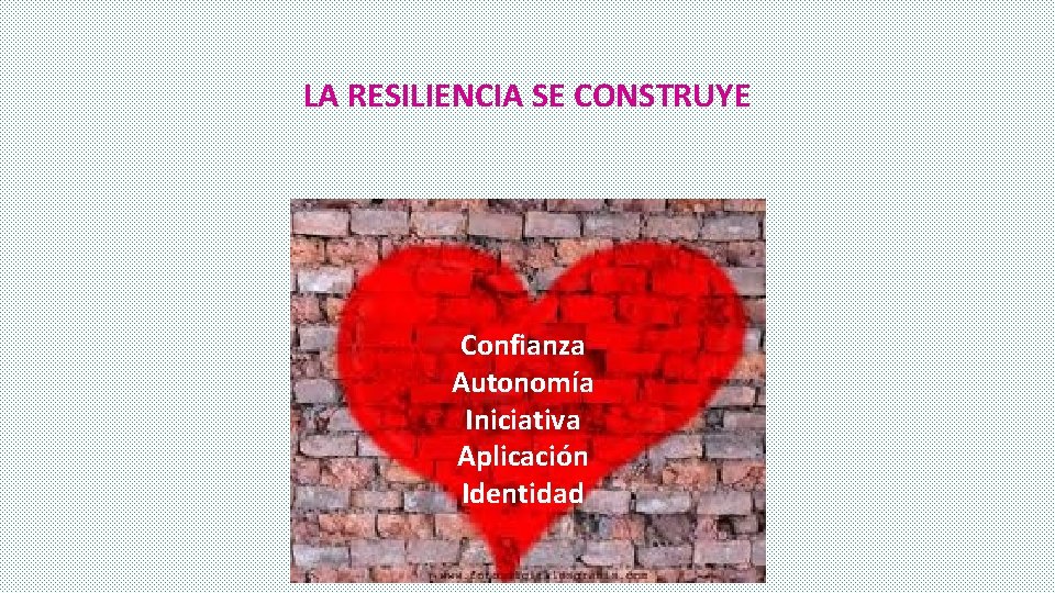 LA RESILIENCIA SE CONSTRUYE Confianza Autonomía Iniciativa Aplicación Identidad LA RESILIENCIA SE CONSTRUYE Confianza Autonomía Iniciativa Aplicación Identidad