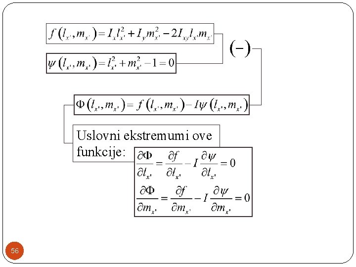 Uslovni ekstremumi ove funkcije: 56 