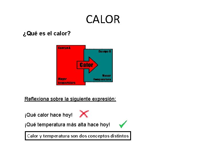 CALOR ¿Qué es el calor? Reflexiona sobre la siguiente expresión: ¡Qué calor hace hoy!