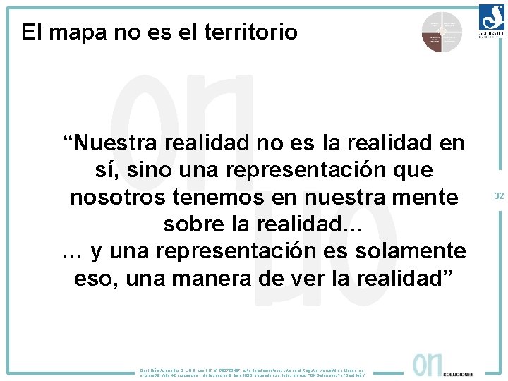 El mapa no es el territorio “Nuestra realidad no es la realidad en sí,