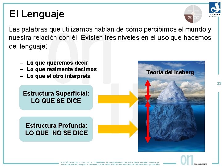 El Lenguaje Las palabras que utilizamos hablan de cómo percibimos el mundo y nuestra