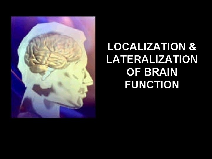 LOCALIZATION & LATERALIZATION OF BRAIN FUNCTION 