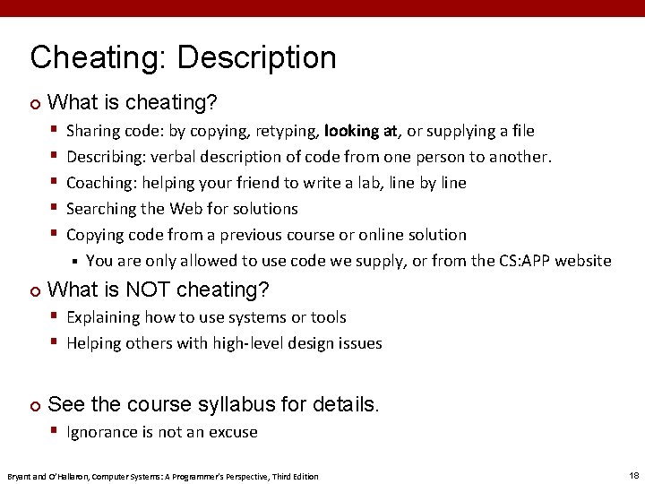 Cheating: Description ¢ What is cheating? § § § ¢ Sharing code: by copying,