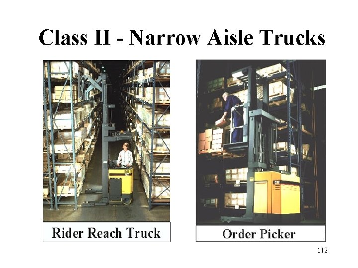 Class II - Narrow Aisle Trucks 112 