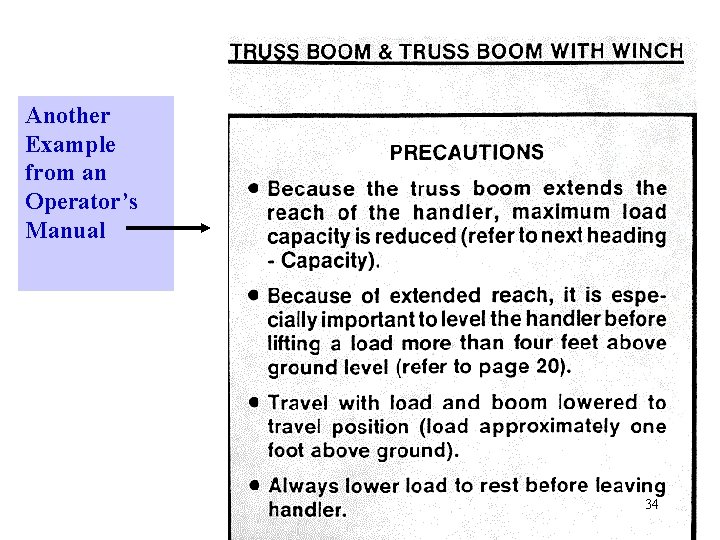 Another Example from an Operator’s Manual 34 