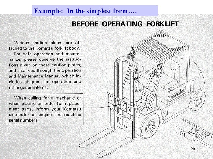 Example: In the simplest form…. 56 