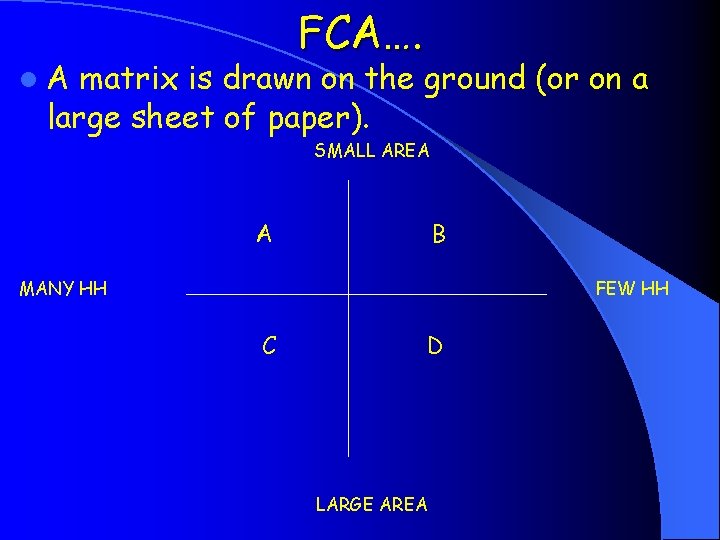 FCA…. l. A matrix is drawn on the ground (or on a large sheet