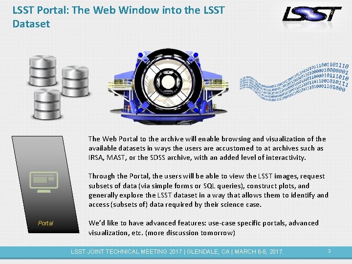 LSST Portal: The Web Window into the LSST Dataset The Web Portal to the